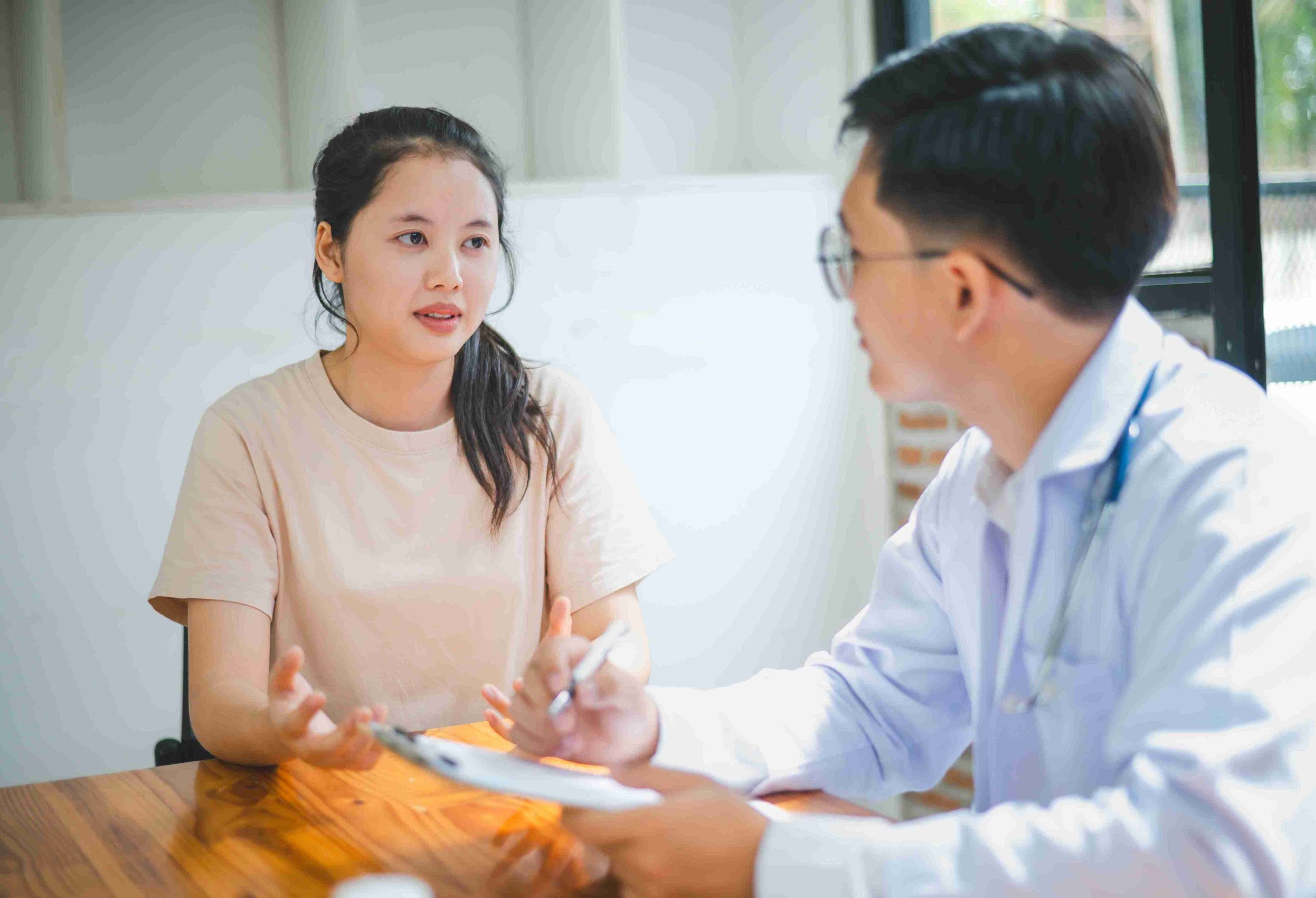 Woman consulting with her doctor and discussing her options.